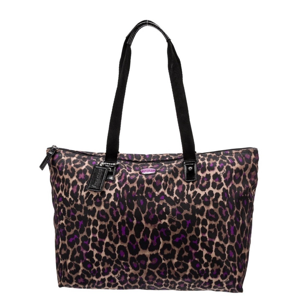 Coach Purple/Multi Leopard Print PACKABLE Travel Weekender Tote Bag